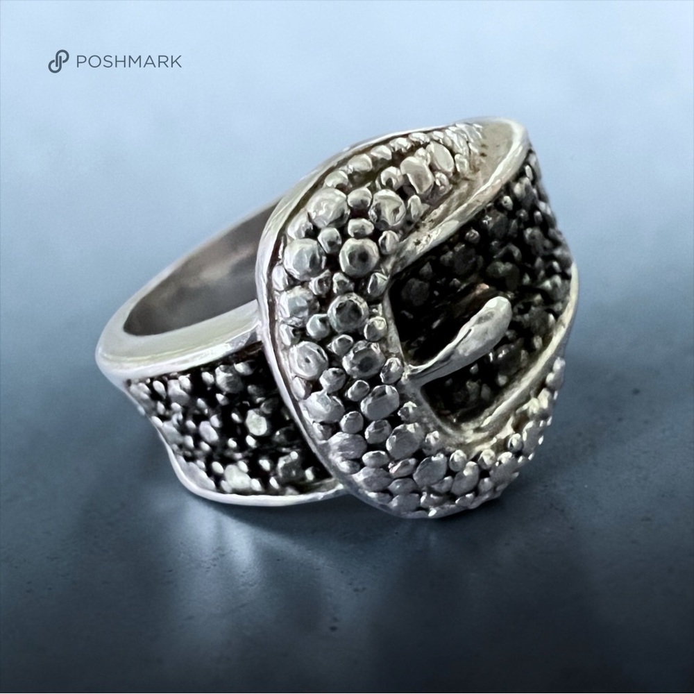 💖 Thai Sterling Silver Buckle Ring With Black Spinel 💖